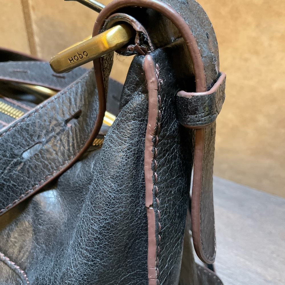 HOBO Harloh Black Leather Shoulder Bag w/ kiss-lock pocket Handbag - Picture 14 of 16